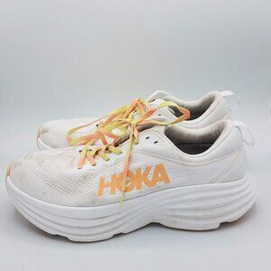 Hoka One One Bondi 8 Shoes Womens 11B White Cantaloupe Sneakers 1127952 WLP
